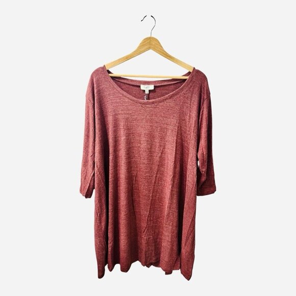 Hayden LA Crimson Red Tunic Dress 3/4 Sleeves Mid Length Plus Size 1XL A-Line - Picture 1 of 5